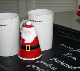 cabinet door tray and hot chocolate station, christmas decorations, doors, kitchen cabinets, repurposing upcycling, seasonal holiday decor, Christmas mugs and decor finish this hot chocolate station off Once Christmas is over it becomes a regular serving tray again