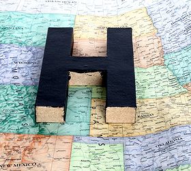 turn a cardboard letter from drab to fab, crafts, decoupage, home decor, All you need to do is wrap a letter with a map You can choose a map because of its sentimental value or because you like the colors