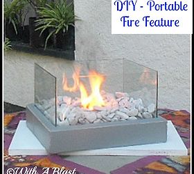 portable mini fire feature, diy, outdoor living, A few pieces of leftover planks some glass mesh wire a can and you end up with this lovely piece