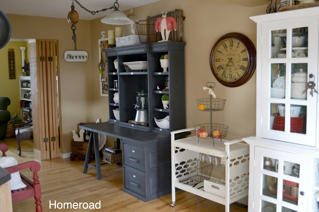 diy kitchen projects, home decor, kitchen design, Bar cart and hutch desk