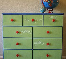 a game dresser with chalkboard drawers using clear chalkboard coating, chalkboard paint, organizing, painted furniture