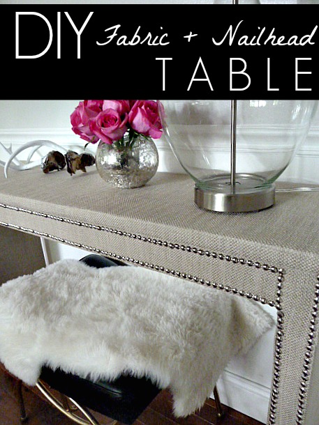 diy fabric nailhead table makeover, painted furniture, reupholster, DIY Fabric Nailhead Table Makeover Easier than you would think