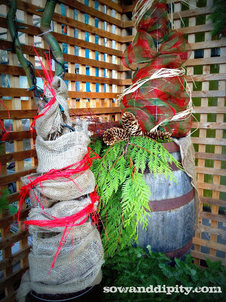 simply seasonal burlap decor, christmas decorations, crafts, seasonal holiday decor, wreaths, Tomato cage trees