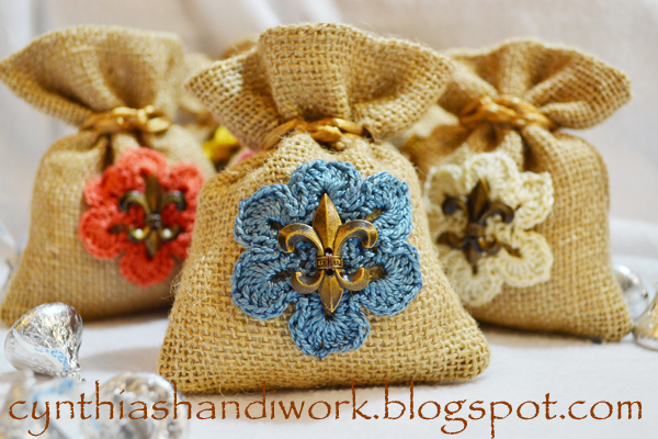 valentine s day burlap gift bag w crochet motif, crafts, seasonal holiday decor, valentines day ideas