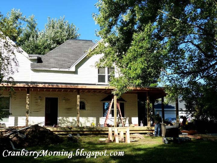 building a front porch wall thickness question, Porch Roof is on now for the wall