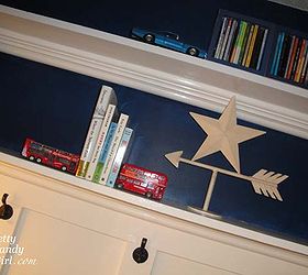 closet turned reading nook and toy storage, bedroom ideas, closet, lighting, shelving ideas, storage ideas, woodworking projects, Two upper shelves that are narrow in depth were added for books and display