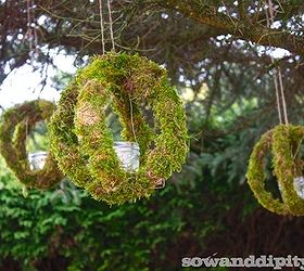 outdoor moss candle orb s, crafts, gardening, outdoor living, Suspend from tree branches or eaves as with any candles use caution