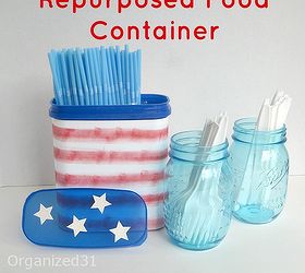 all american upcycled plastic can, crafts, repurposing upcycling, This no cost repurposed can has been useful and many summer picnics and cookouts