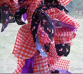 make a halloween fabric wreath, crafts, halloween decorations, repurposing upcycling, seasonal holiday decor, wreaths, I used several different fabric prints