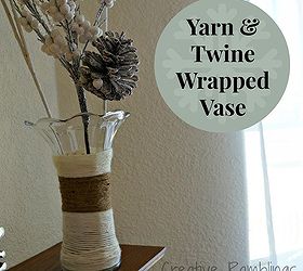 yarn twine wrapped vase, home decor