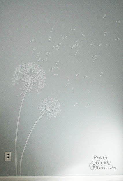 painted dandelion wall graphic tutorial, painting