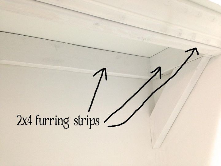 2x4 furring strips, screwed into wall studs, are a key component of these shelves.