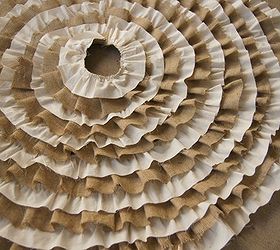 recycled burlap and muslin ruffle tree skirt, crafts