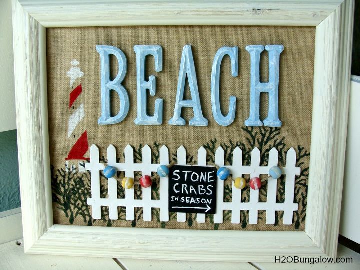 diy beach burlap wall art, crafts, home decor, Fun Beachy wall art can be personalized with your name or favorite beach spot