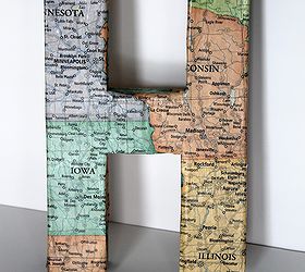 turn a cardboard letter from drab to fab, crafts, decoupage, home decor, After I glued the map onto the letter I sealed it with Mod Podge