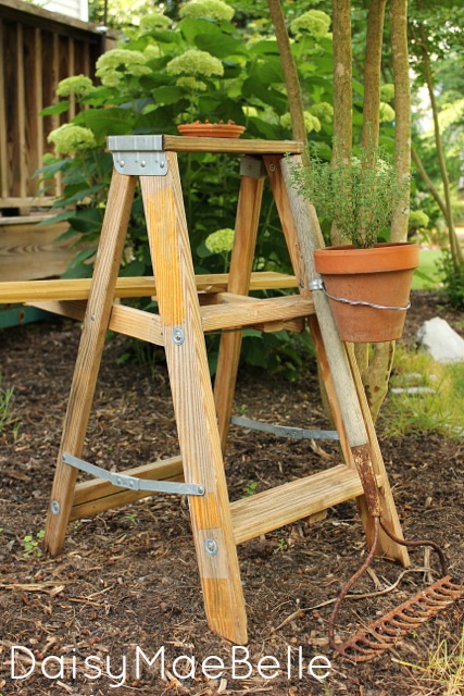 ladder bird feeder, gardening, outdoor living, repurposing upcycling