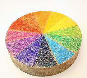 make a color wheel from a wood block, crafts, The chunky wooden color wheel Use it for color inspiration but also as decoration Plant stand anyone