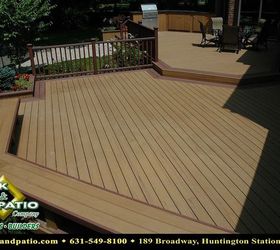 decks decks decks, decks, outdoor living, patio, pool designs, porches, spas, Trex deck with 2 colors and picture framed Outdoor kitchen built from Trex