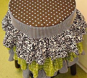 ruffled stool cover, crafts, home decor, kitchen design, painted furniture, Padding was added to the top for more comfort