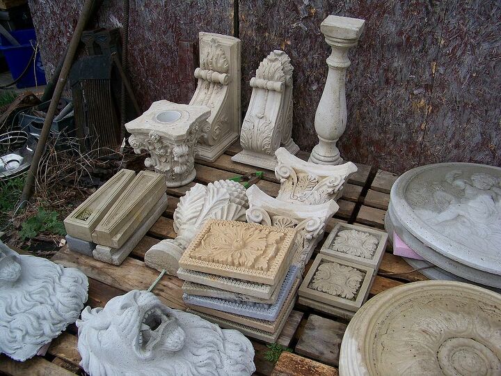 salvaged architectural items, landscape, outdoor living