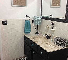 half bath makeover on a budget, bathroom ideas, home decor, Removed medicine cabinet replace with old mirror I painted