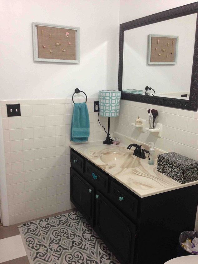 half bath makeover on a budget, bathroom ideas, home decor, Removed medicine cabinet replace with old mirror I painted