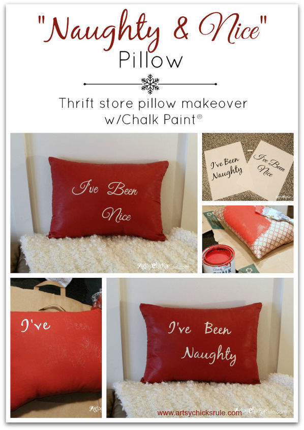 holiday pillow 2 makeover w chalk paint, chalk paint, crafts, painting, seasonal holiday decor, Full tutorial on the blog