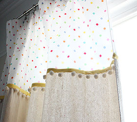 playroom curtain make over easy diy, entertainment rec rooms, home decor, reupholster, window treatments, Embellished playroom cutains