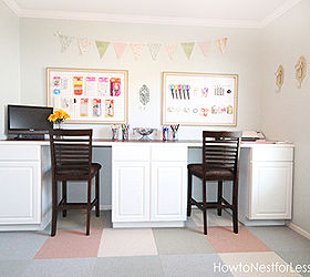 craft room diy desk tutorial, Two places for sitting plenty of workspace and storage galore