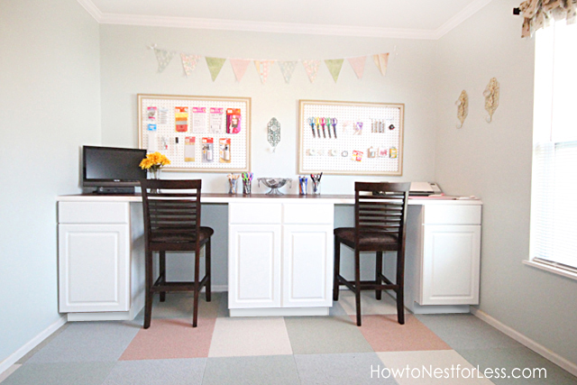 craft room diy desk tutorial, Two places for sitting plenty of workspace and storage galore