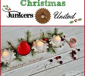 repurposed metal tins christmas candeholder centerpiece, repurposing upcycling, seasonal holiday d cor, A team of 14 bloggers have each created a unique project for a fun online Christmas party See them all at