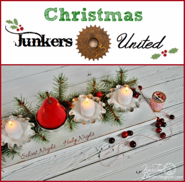 repurposed metal tins christmas candeholder centerpiece, repurposing upcycling, seasonal holiday d cor, A team of 14 bloggers have each created a unique project for a fun online Christmas party See them all at