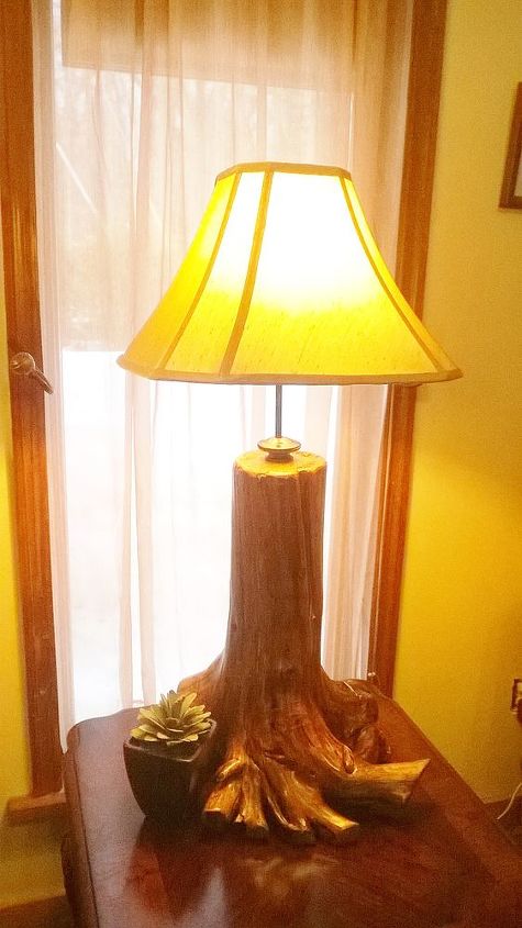 tree trunk lamp, crafts, lighting, repurposing upcycling, After