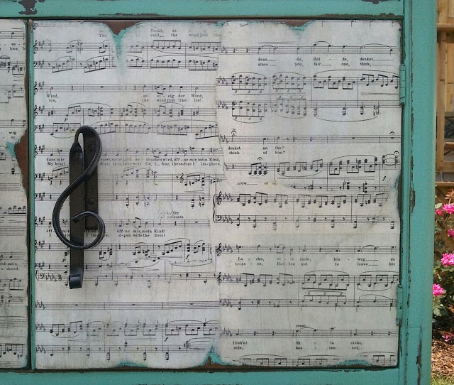 antique dresser refinished in music, painted furniture, repurposing upcycling, Added music pages with modge podge then gave it a few coats of poly