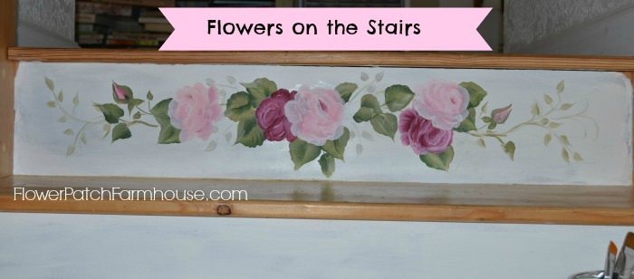flowers on the stairs, home decor, painting, stairs