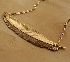 my blog turns 1 have a necklace or earrings on me, home decor, Beautiful gold feather necklace Enter to win it