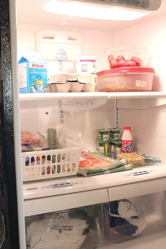 get your messy icky fridge sparkly clean in 3 minutes flat, appliances, cleaning tips, No fancy decor or pretty bottles all lined up in this fridge Just real food that we actually eat