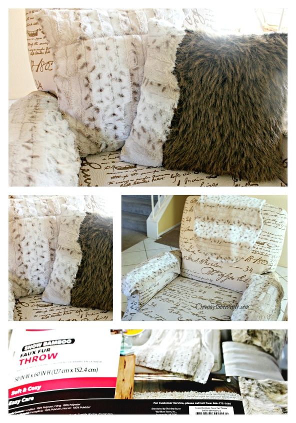3 no sew projects with 1 faux fur throw, seasonal holiday d cor, wreaths, No Sew Arm and back pads made with Faux Fur