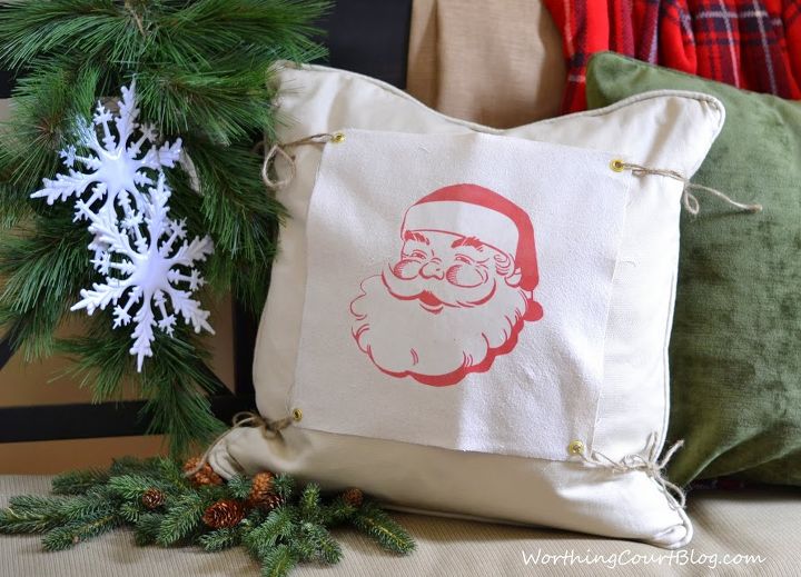 no sew changeable pillow covers, christmas decorations, crafts, halloween decorations, seasonal holiday decor, Santa s silhouette makes a great pillow cover for Christmas