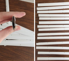 diy sunburst mirror under 10, crafts, Stack the blinds by two making sure the blinds curve in on each other like an oval