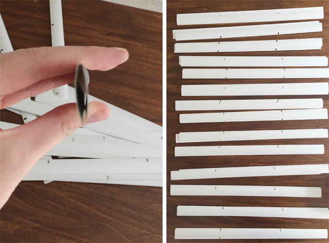 diy sunburst mirror under 10, crafts, Stack the blinds by two making sure the blinds curve in on each other like an oval