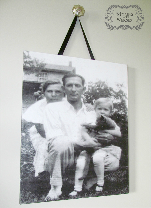turn your old photos into canvas artwork, crafts, home decor, 16 x 20 Art Canvas from photo of my grandparents with my mother as a child