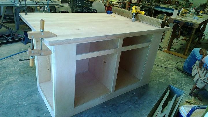kitchen island made from 3 4 birch plywood and 1 oak board top, diy, kitchen design, kitchen island, woodworking projects, Front Side