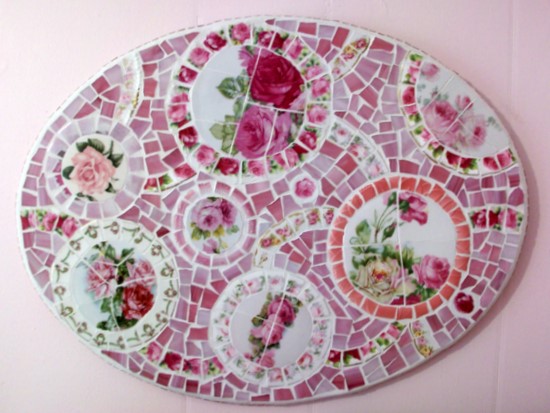 shabby chic rose mosaics, home decor, shabby chic, Rose Mosaic Kitchen Backsplash