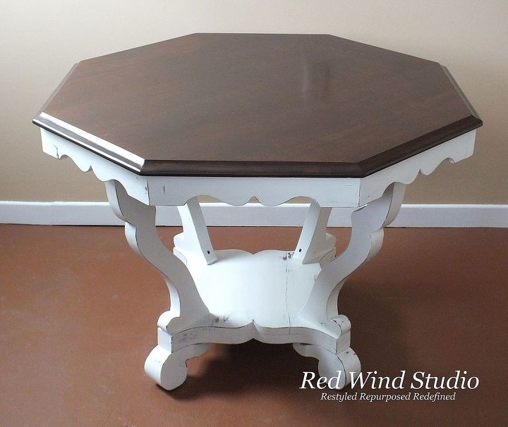 enhancing the character, painted furniture, Finished and ready for a bay window grand entrance or maybe a card or game table in the family room The table with character now stands out and doesn t fade into the background