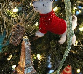 family christmas tree with designer details, christmas decorations, seasonal holiday decor