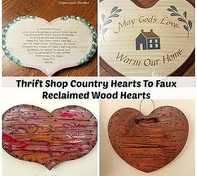 transforming country thrift shop hearts to faux reclaimed wood hearts, crafts, repurposing upcycling, seasonal holiday decor, More info on my blog