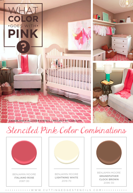 what color goes with pink stenciled pink color combinations, bedroom ideas, painting, wall decor