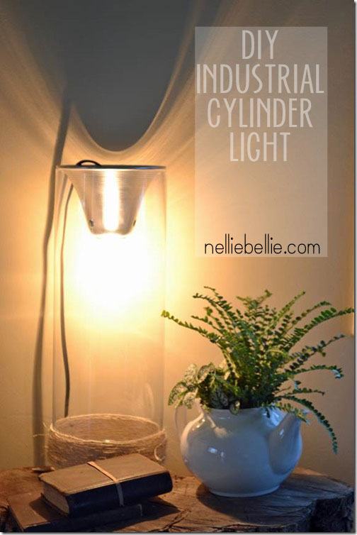 diy industrial lamp from shop light and glass cylinder, diy, lighting, Be sure to use a cool touch lightbulb so that the metal does not become too hot