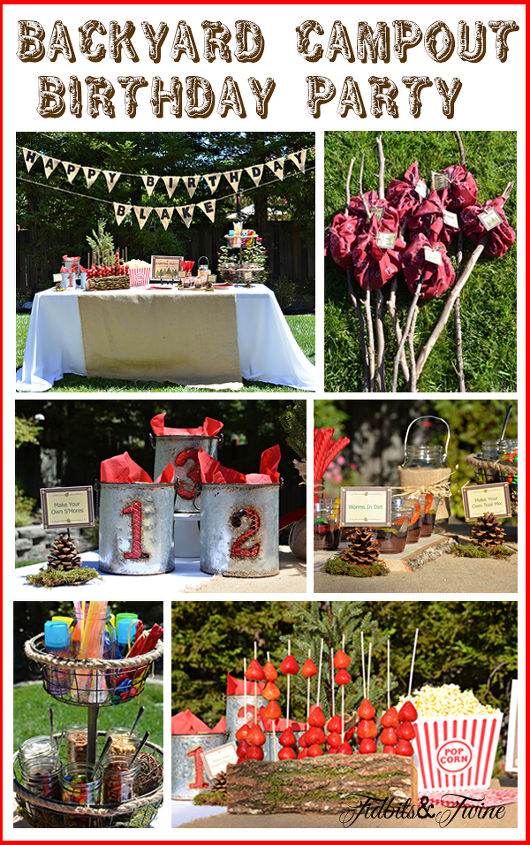 diy backyard campout birthday party, crafts, outdoor living, repurposing upcycling, woodworking projects, Tidbits Twine Backyard Campout Birthday Party